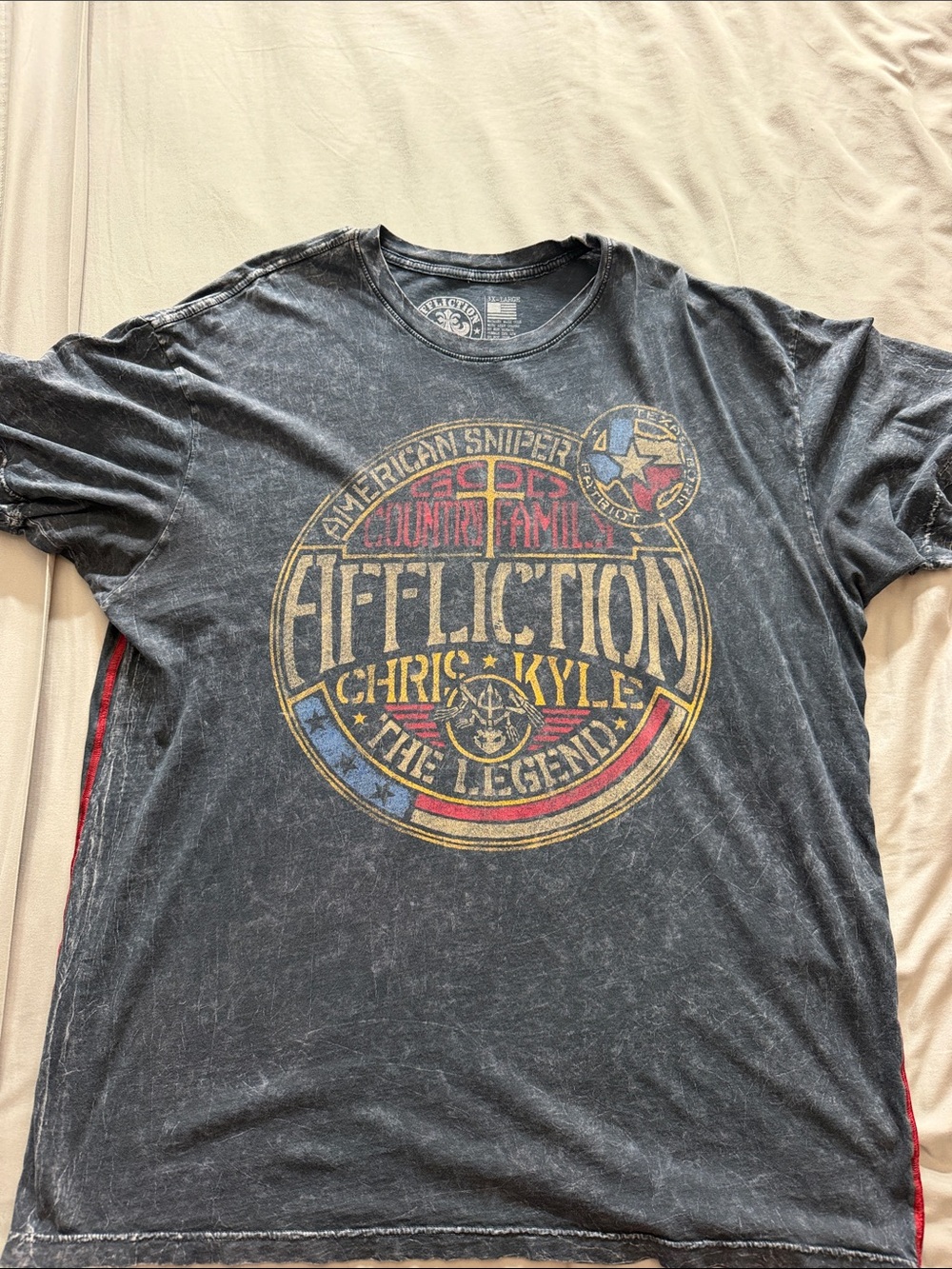 Affliction Short-Sleeve Crew Tee in Washed Black with Multicolor Emblem